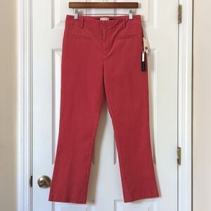 Anthropologie The Essential Pinwale Corduroy Slim Cropped Flare Trousers Pink 6